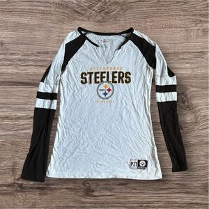 Majestic Fan Fashion NFL Pittsburgh Steelers Women’s Long Sleeve T-shirt, Med
